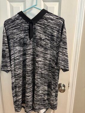 Under Armour Black & White Space-Dye Polo with Solid Black Collar